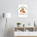 Wandbild Hund Illustration „Aperol Spitz“ – Premium Poster im Holzrahmen-petllective
