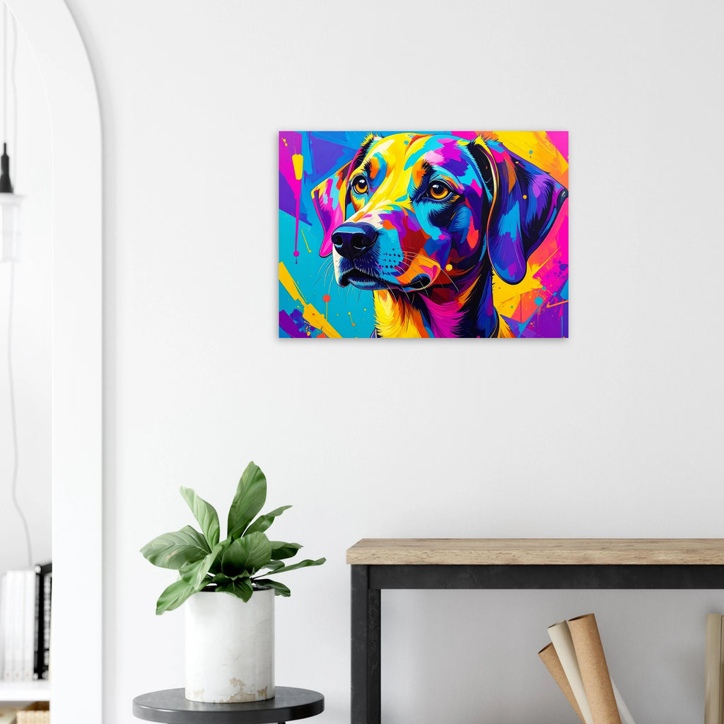 Bunter Hund Pop Art Kunstdruck – Modernes Wandbild für Tierfreunde-petllective