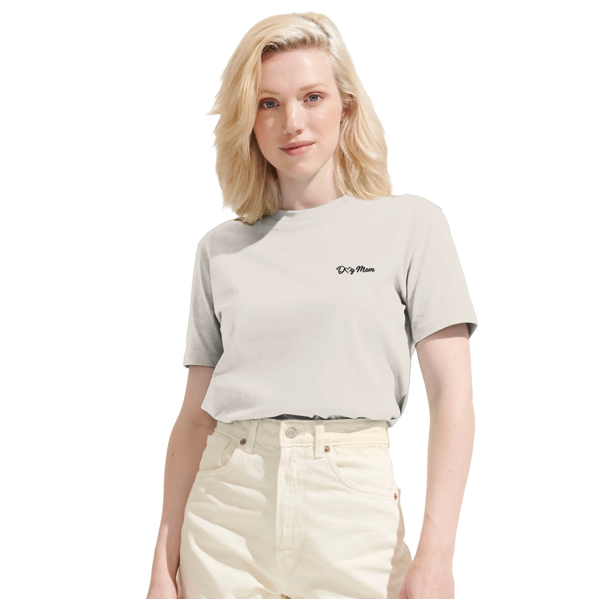 Dog Mom T-Shirt mit Stickerei – Nachhaltiges Bio-Baumwollshirt-petllective