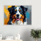 Bunter Hundeporträt-Poster: Premium-Poster aus halbmattem Premium-Papier mit Holzrahmen-petllective
