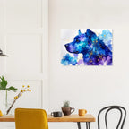 Hundeporträt Aquarell Blau Kunstdruck Wandbild – Fine Art Poster-petllective