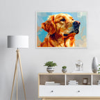 Golden Retriever im Mosaik-Stil: Premium-Poster mit Holzrahmen – für dein Zuhause in verschiedenen Größen & Rahmenfarben-petllective