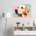 Abstrakter Golden Retriever: Premium-Poster mit Holzrahmen in deinem Wunschformat-petllective
