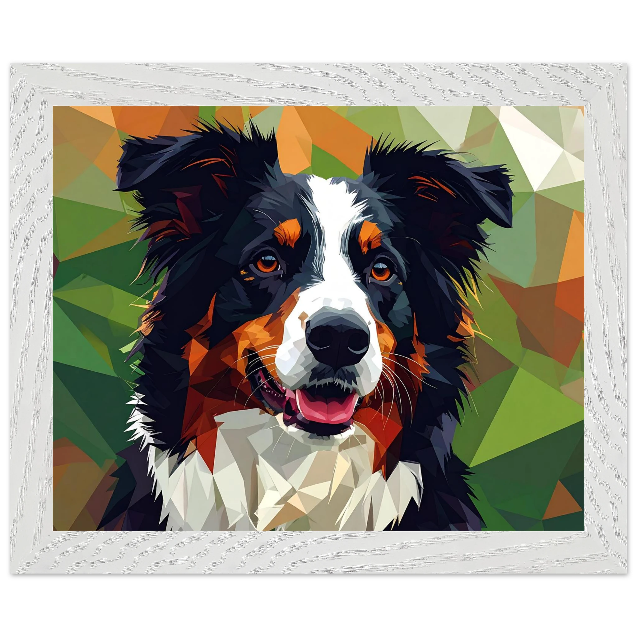 Abstrakter Border Collie Premium-Poster – Lebendige Tierkunst für Ihr Zuhause mit Rahmen nach Wahl-petllective