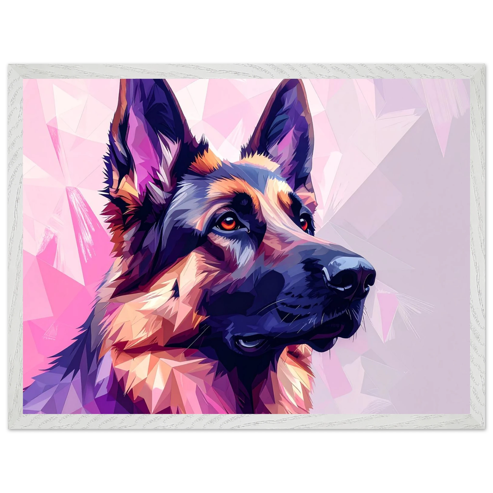 Abstrakter Schäferhund Kunstdruck – Premium Poster mit lebendigem Polygondesign-petllective