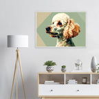 Abstrakter Pudel: Premium-Poster aus halbmattem Premium-Papier mit Holzrahmen – Modernes Haustier-Design-petllective