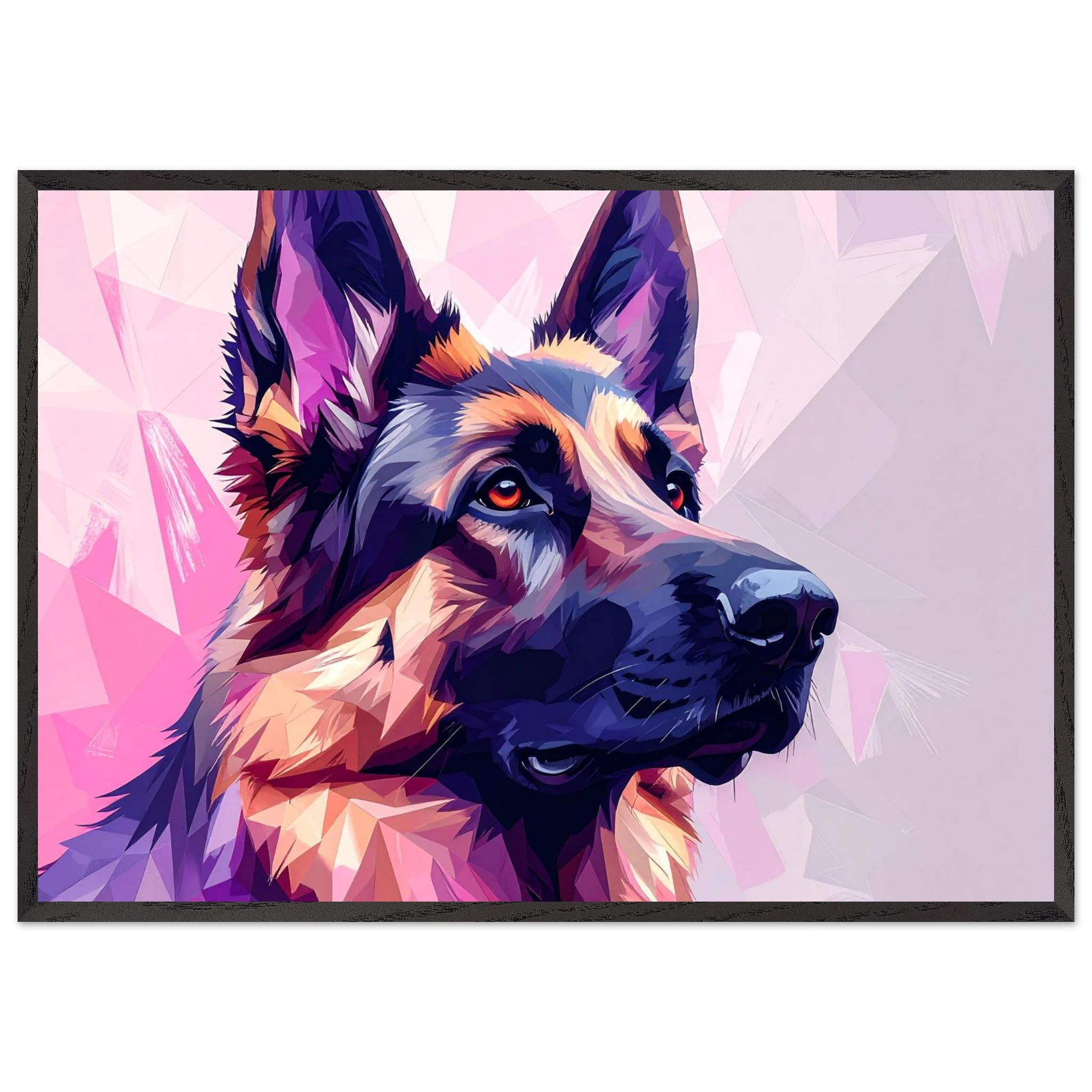 Abstrakter Schäferhund Kunstdruck – Premium Poster mit lebendigem Polygondesign-petllective