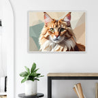 Abstrakte Maine Coon Katze: Premium-Poster aus halbmattem Premium-Papier mit Holzrahmen-petllective
