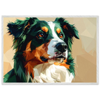Australian Shepherd im Pop-Art-Stil – Premium-Poster mit Holzrahmen-petllective