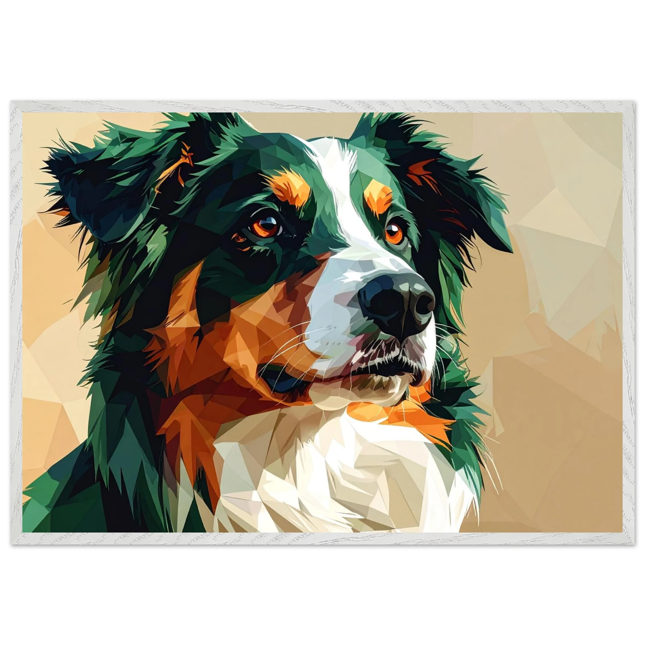 Australian Shepherd im Pop-Art-Stil – Premium-Poster mit Holzrahmen-petllective