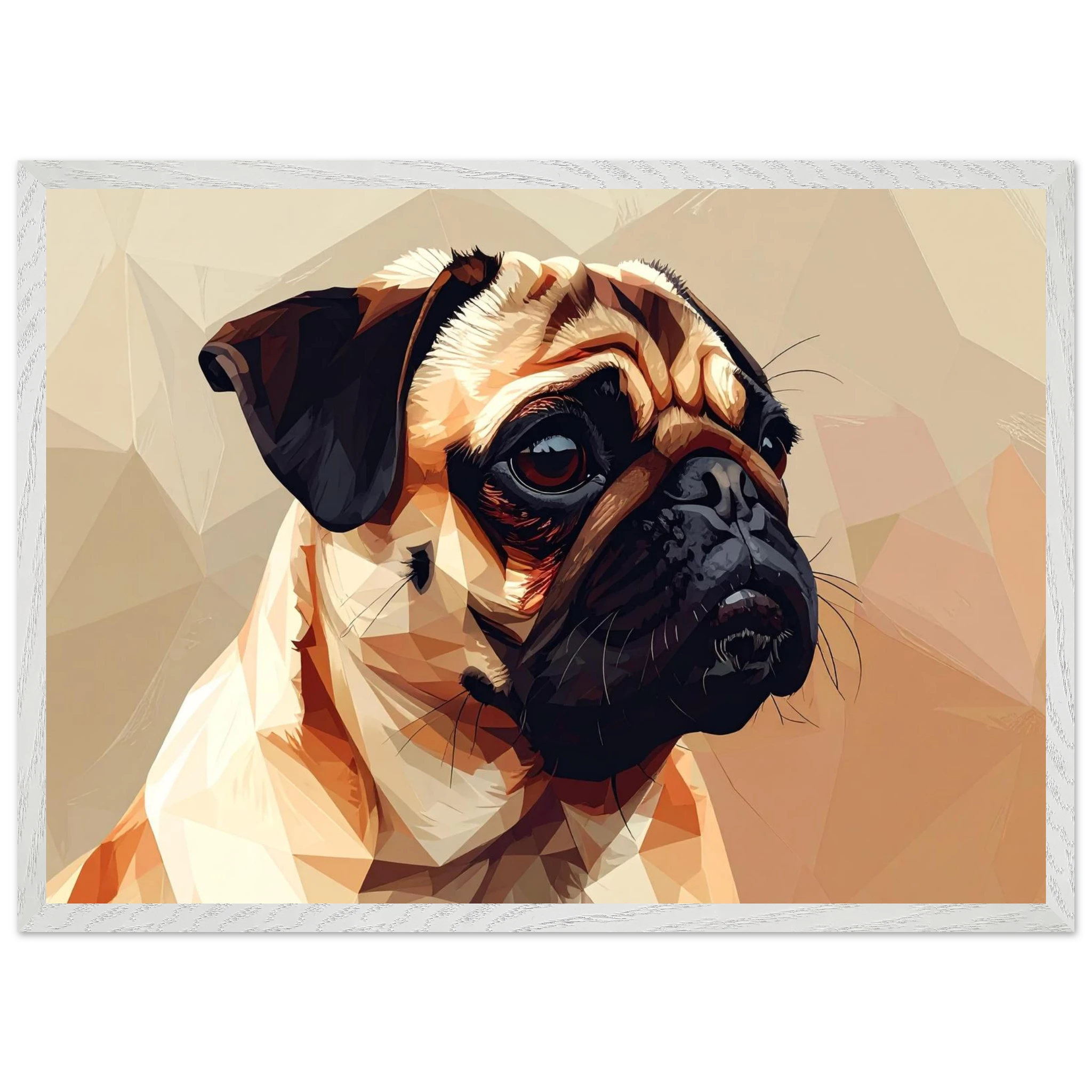 Gerahmtes Premium-Poster: Geometrischer Mops – Ausdrucksstarke Haustier-Kunst für Ihr Zuhause-petllective