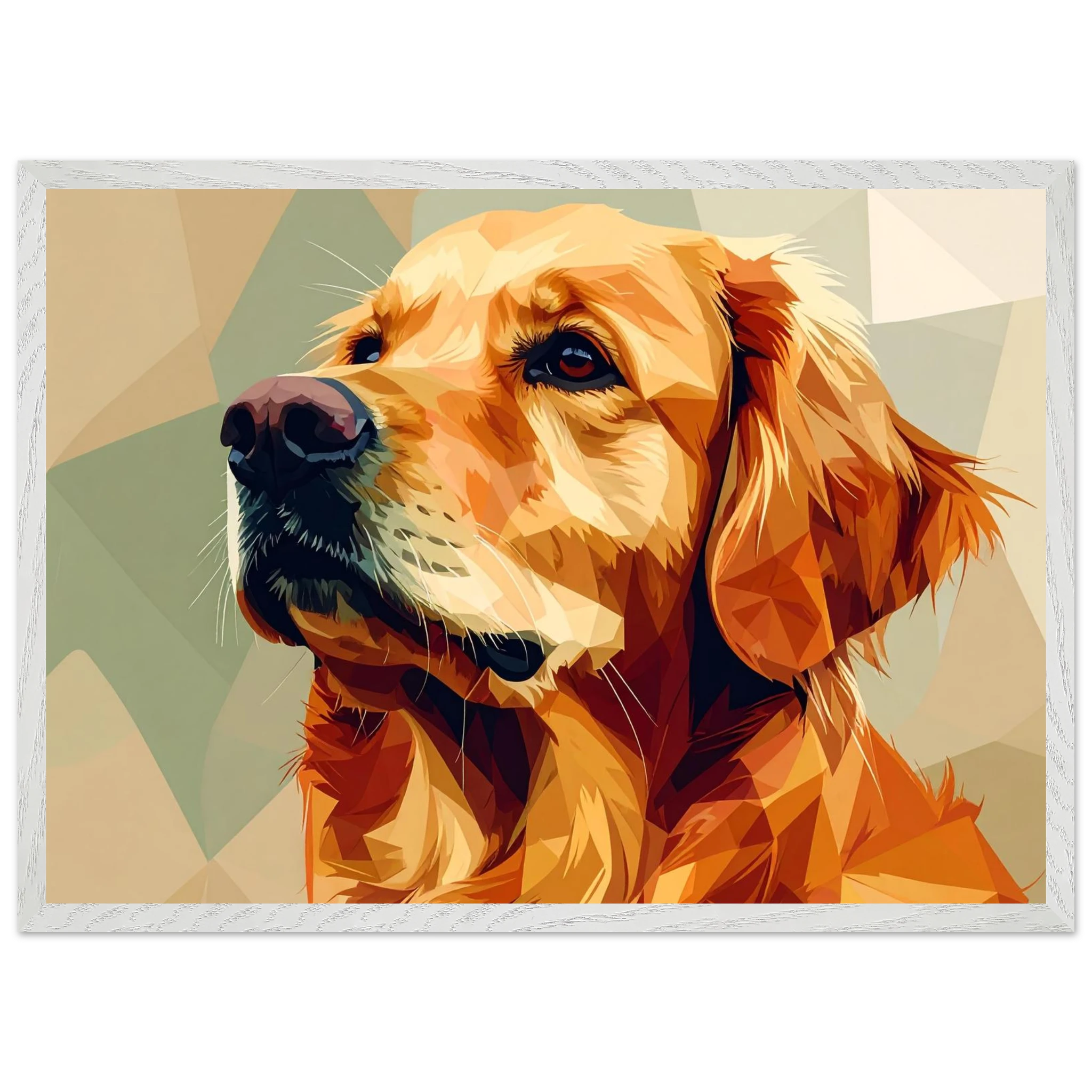 Golden Retriever Pop Art Premium-Poster mit Holzrahmen – Lebendige Wandkunst in deiner Wunschgröße und Rahmenfarbe-petllective