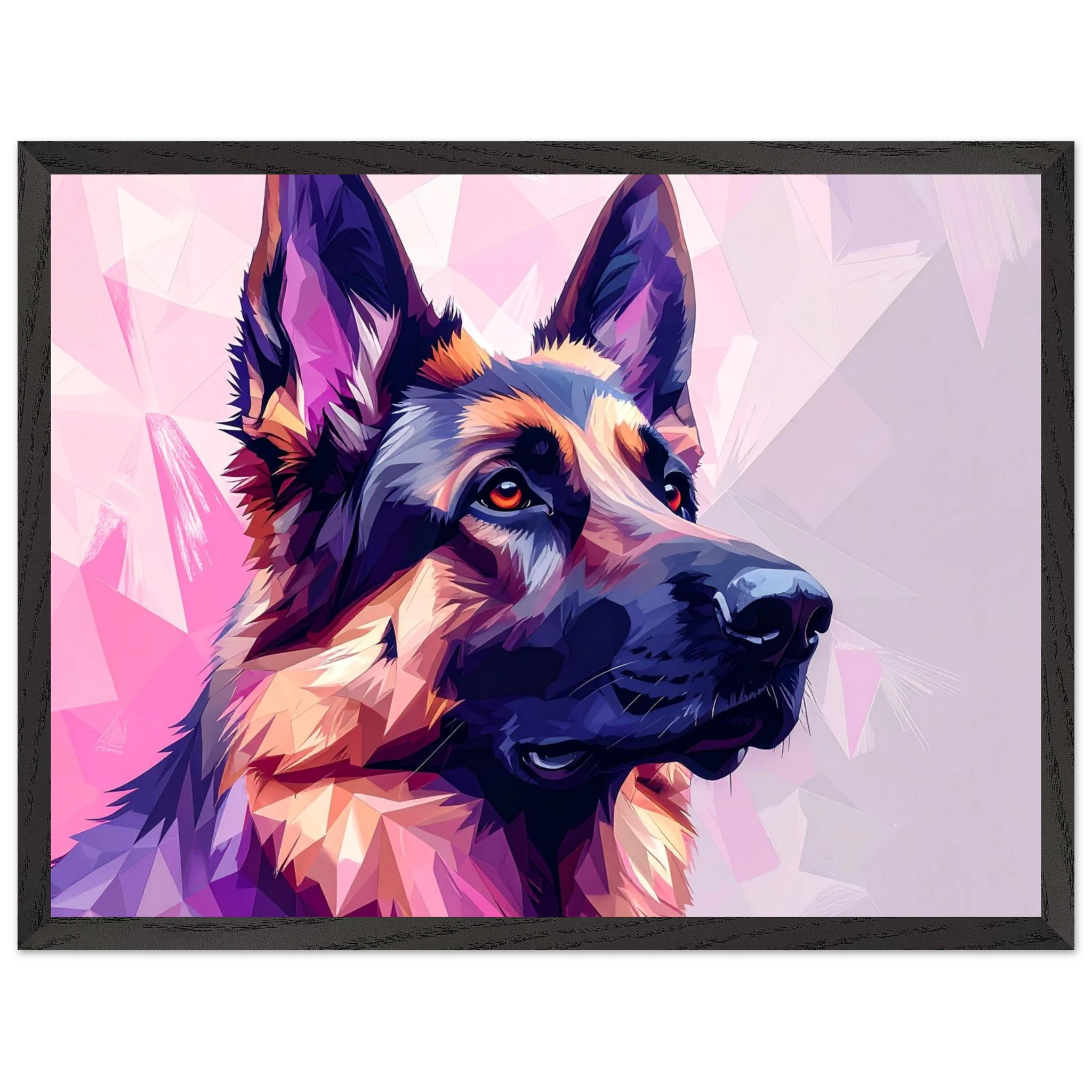 Abstrakter Schäferhund Kunstdruck – Premium Poster mit lebendigem Polygondesign-petllective