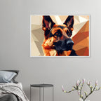 Abstrakter Schäferhund: Premium-Poster aus halbmattem Papier mit Holzrahmen – in verschiedenen Größen und Rahmenfarben-petllective