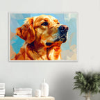 Golden Retriever im Mosaik-Stil: Premium-Poster mit Holzrahmen – für dein Zuhause in verschiedenen Größen & Rahmenfarben-petllective