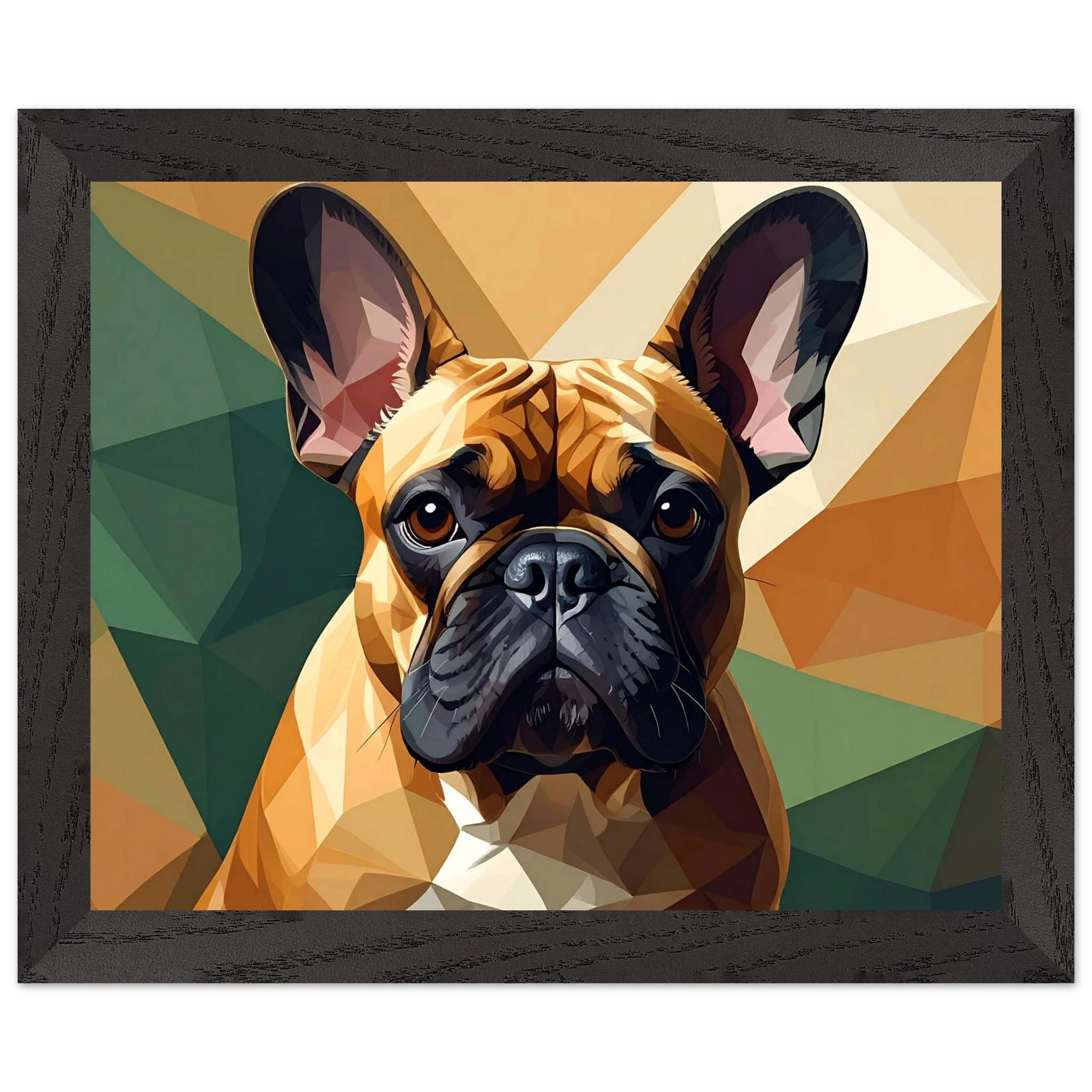 Französische Bulldogge im Polygondesign – Gerahmtes Premium-Poster für moderne Kunstliebhaber-petllective