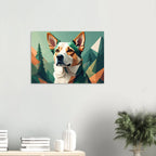 Hund mit Bergpanorama Kunstdruck Wandbild – Geometrische Tierkunst-petllective