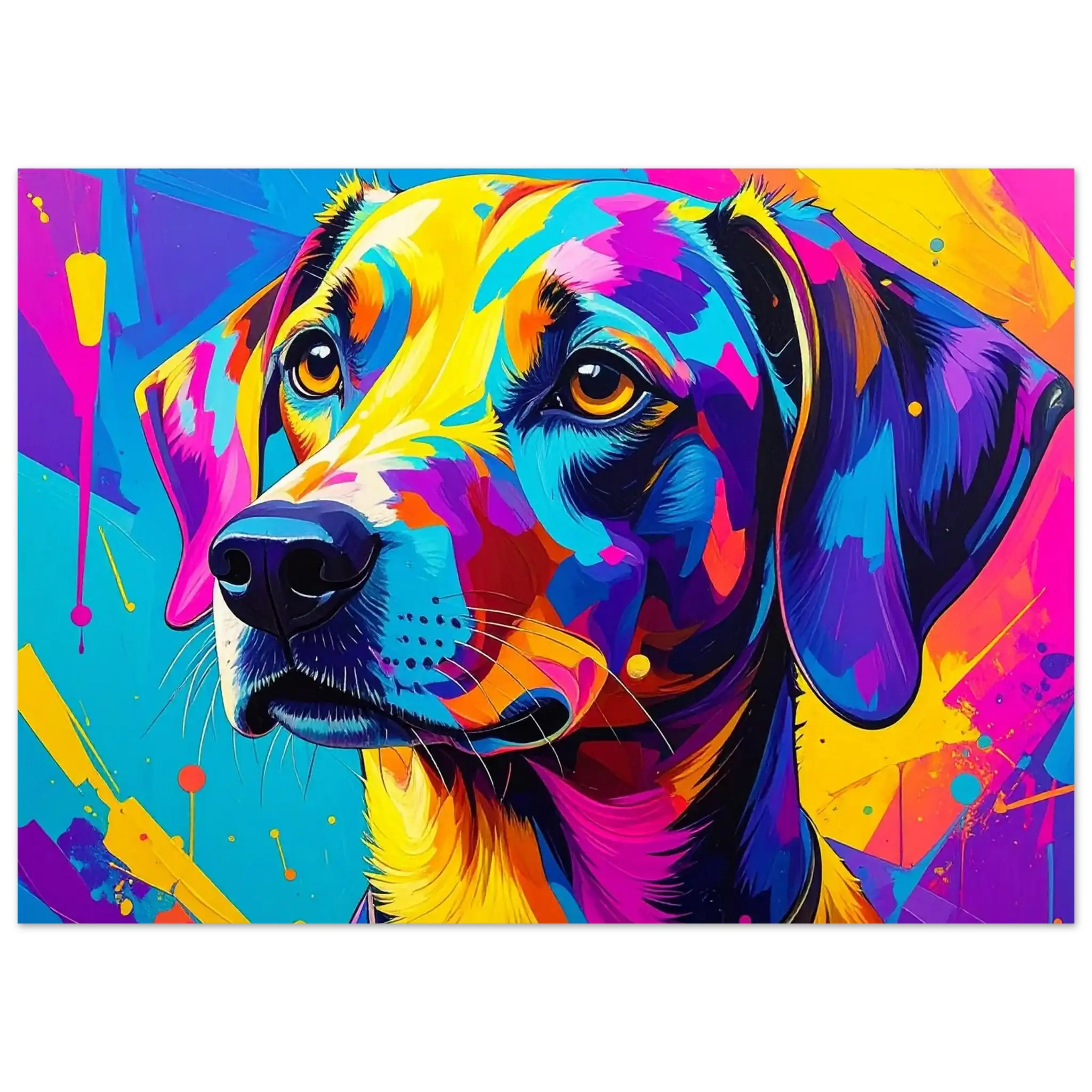 Bunter Hund Pop Art Kunstdruck – Modernes Wandbild für Tierfreunde-petllective