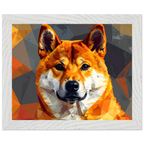 Shiba Inu Polygon-Art: Gerahmtes Premium-Poster – Lebendige Farben & Edler Holzrahmen-petllective