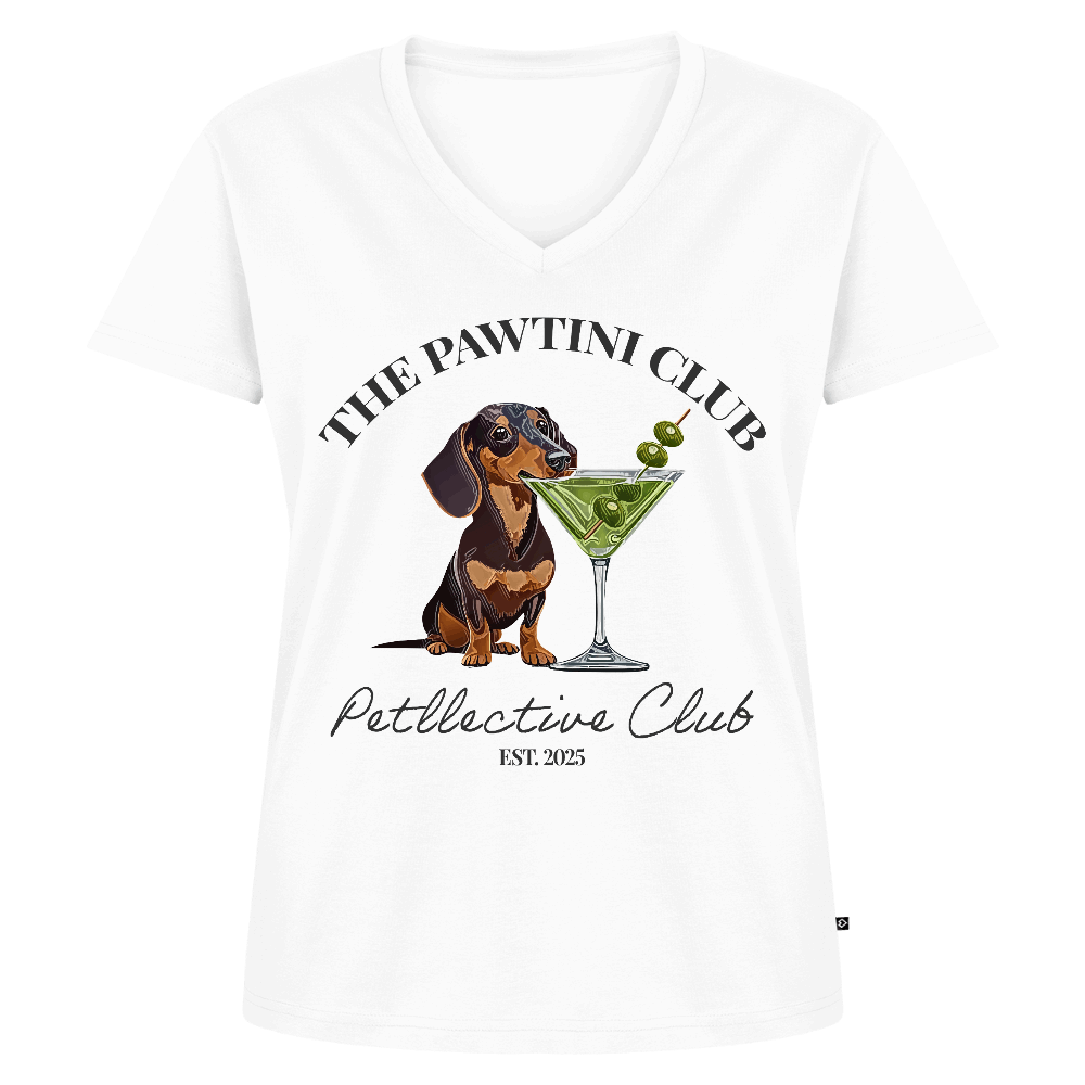V-Neck Bio-Shirt „The Pawtini Club“ – feminin & fair-petllective