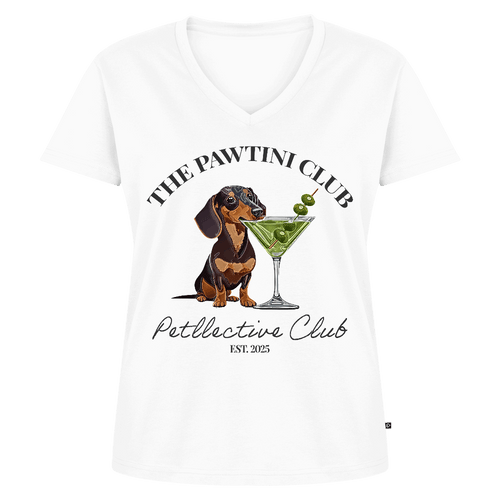 V-Neck Bio-Shirt „The Pawtini Club“ – feminin & fair-petllective