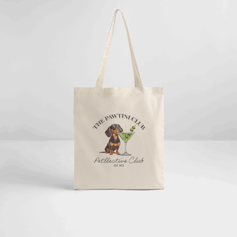 Shopping Bag „The Pawtini Club“ – Bio?Baumwolle Tote mit Dackelprint-petllective