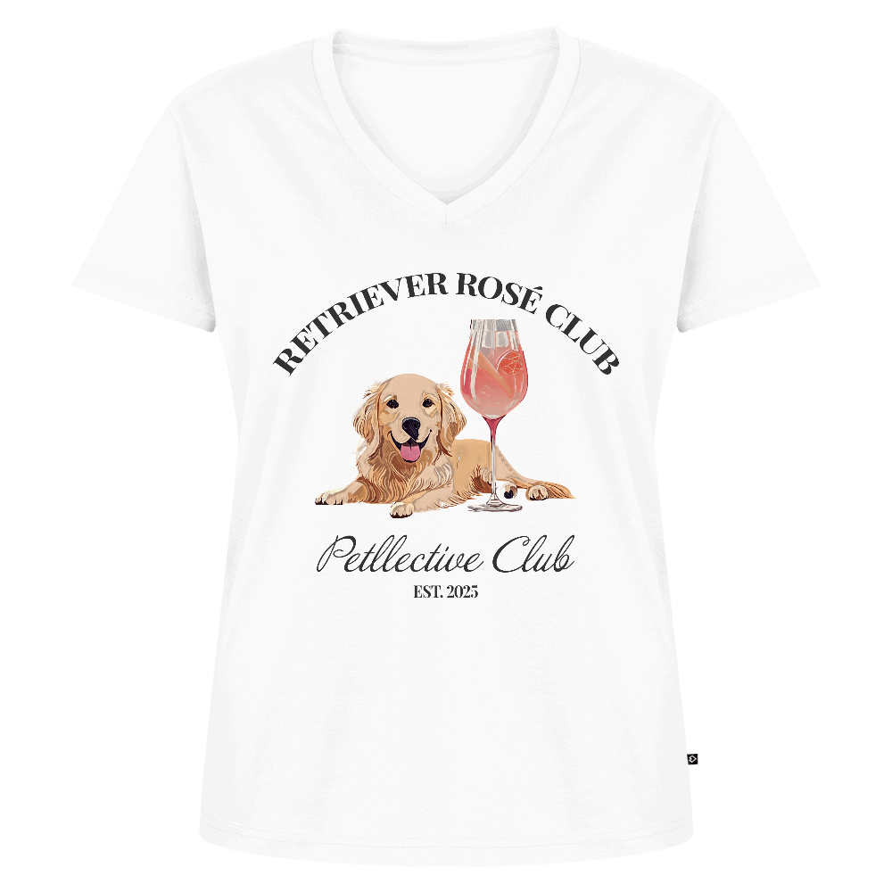 Bio Damen T-Shirt „Retriever Rosé Club“ mit V-Ausschnitt-petllective