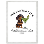 Wandbild Dackel Illustration „The Pawtini Club“ – Premium Poster mit Holzrahmen-petllective