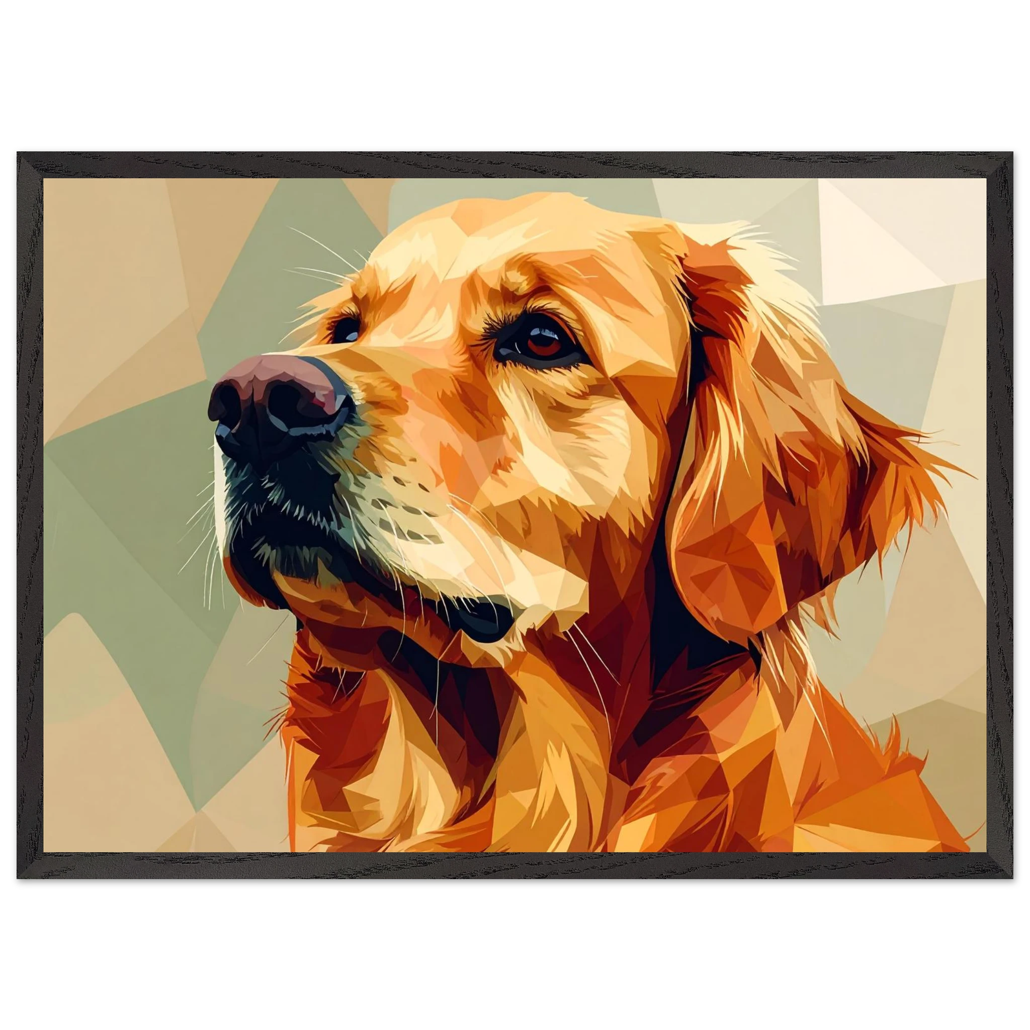 Golden Retriever Pop Art Premium-Poster mit Holzrahmen – Lebendige Wandkunst in deiner Wunschgröße und Rahmenfarbe-petllective