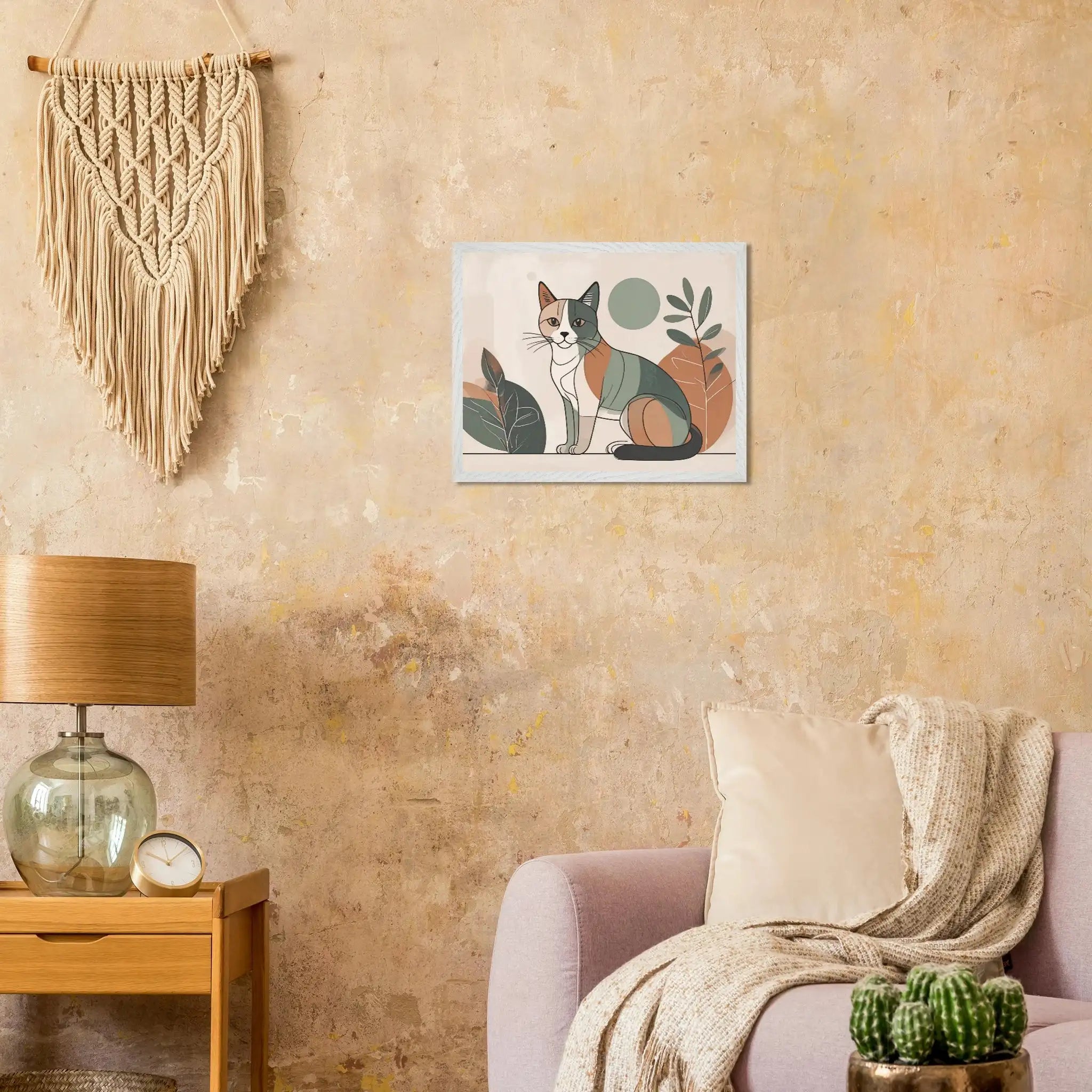 Katzen Wandbild im Scandi-Style – Premium Poster mit Holzrahmen-petllective