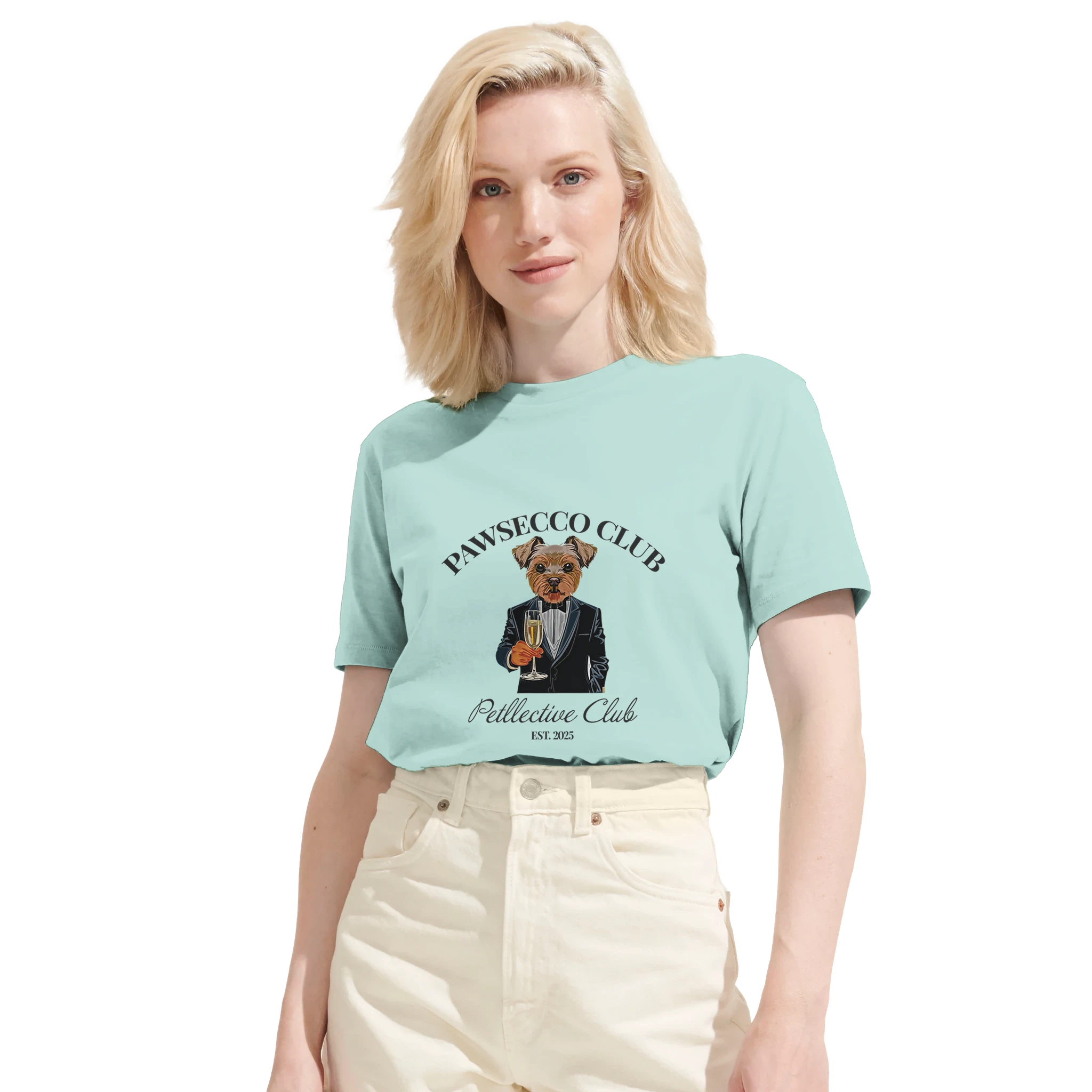 Unisex Bio-Baumwoll T-Shirt „Pawsecco Club“ – Petllective Club Edition-petllective