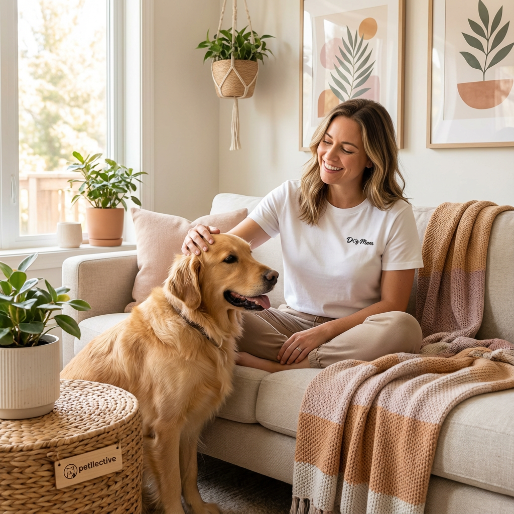 T-Shirt Dog Mom – Stickerei – Nachhaltiges Bio-Baumwollshirt - petllective