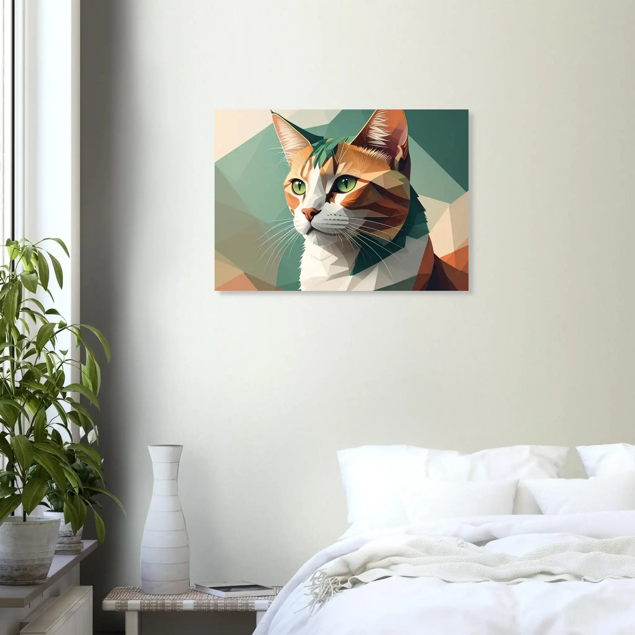 Geometrische Katze Kunstdruck Wandbild – Abstraktes Low-Poly Poster-petllective