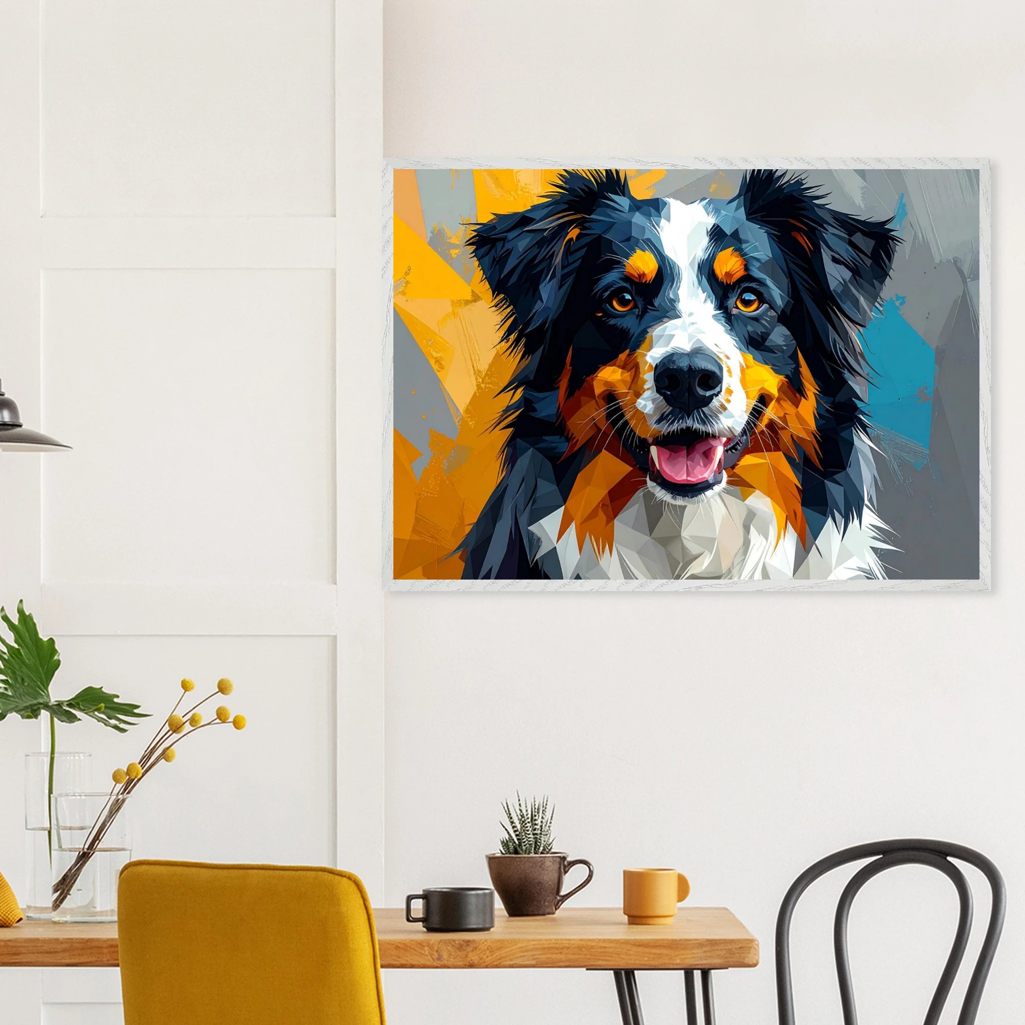 Bunter Hundeporträt-Poster: Premium-Poster aus halbmattem Premium-Papier mit Holzrahmen-petllective
