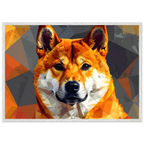 Shiba Inu Polygon-Art: Gerahmtes Premium-Poster – Lebendige Farben & Edler Holzrahmen-petllective