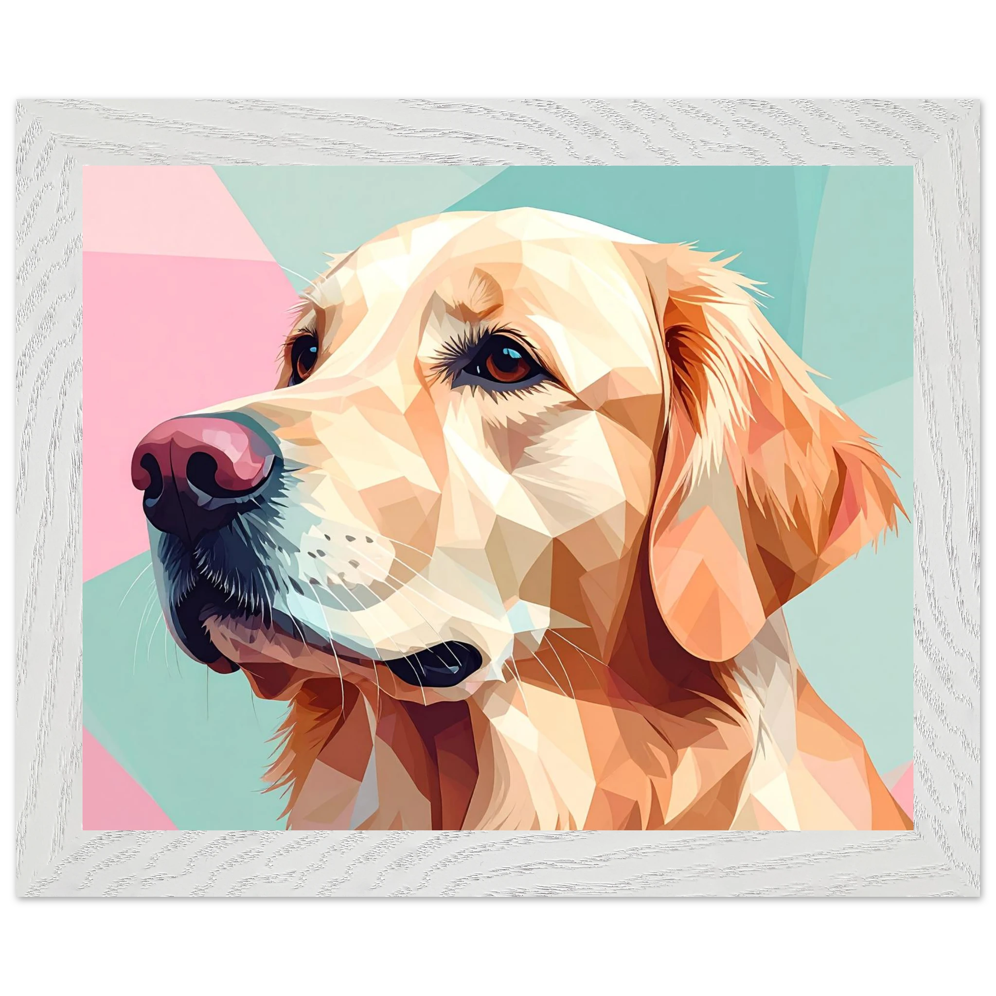 Abstrakter Golden Retriever: Premium-Poster mit Holzrahmen in deinem Wunschformat-petllective