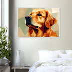 Golden Retriever Pop Art Premium-Poster mit Holzrahmen – Lebendige Wandkunst in deiner Wunschgröße und Rahmenfarbe-petllective
