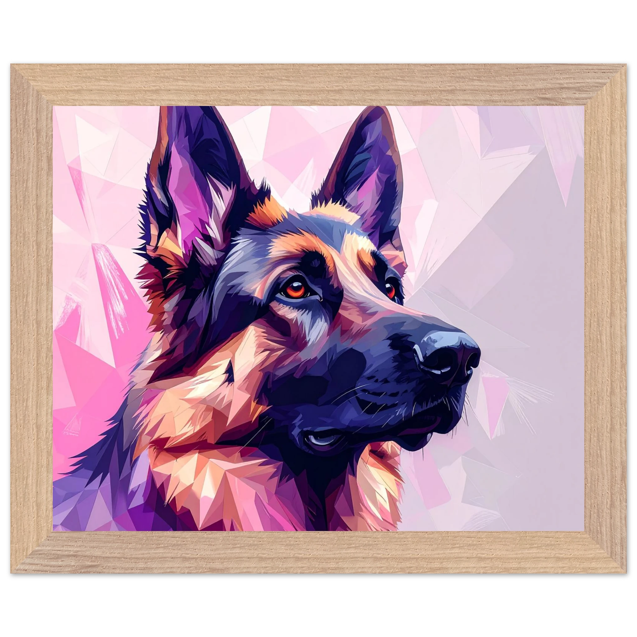 Abstrakter Schäferhund Kunstdruck – Premium Poster mit lebendigem Polygondesign-petllective