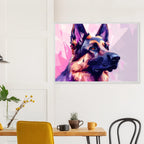 Abstrakter Schäferhund Kunstdruck – Premium Poster mit lebendigem Polygondesign-petllective