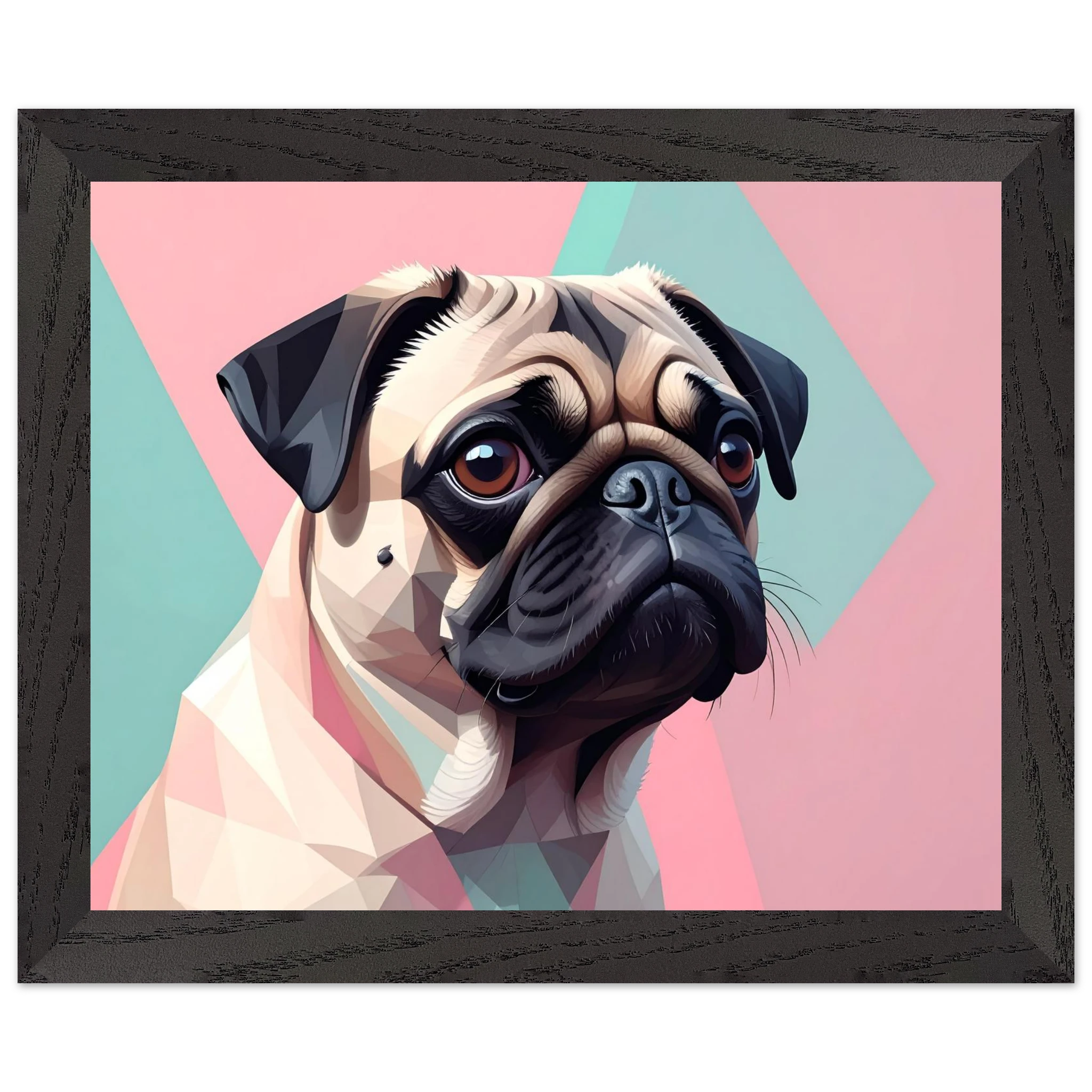Niedlicher Mops im Pop-Art-Stil: Gerahmtes Premium-Poster mit lebendigen Farben und verschiedenen Rahmungen-petllective