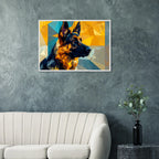 Geometrisches Schäferhund-Porträt: Premium-Poster mit Holzrahmen in deinem Stil-petllective
