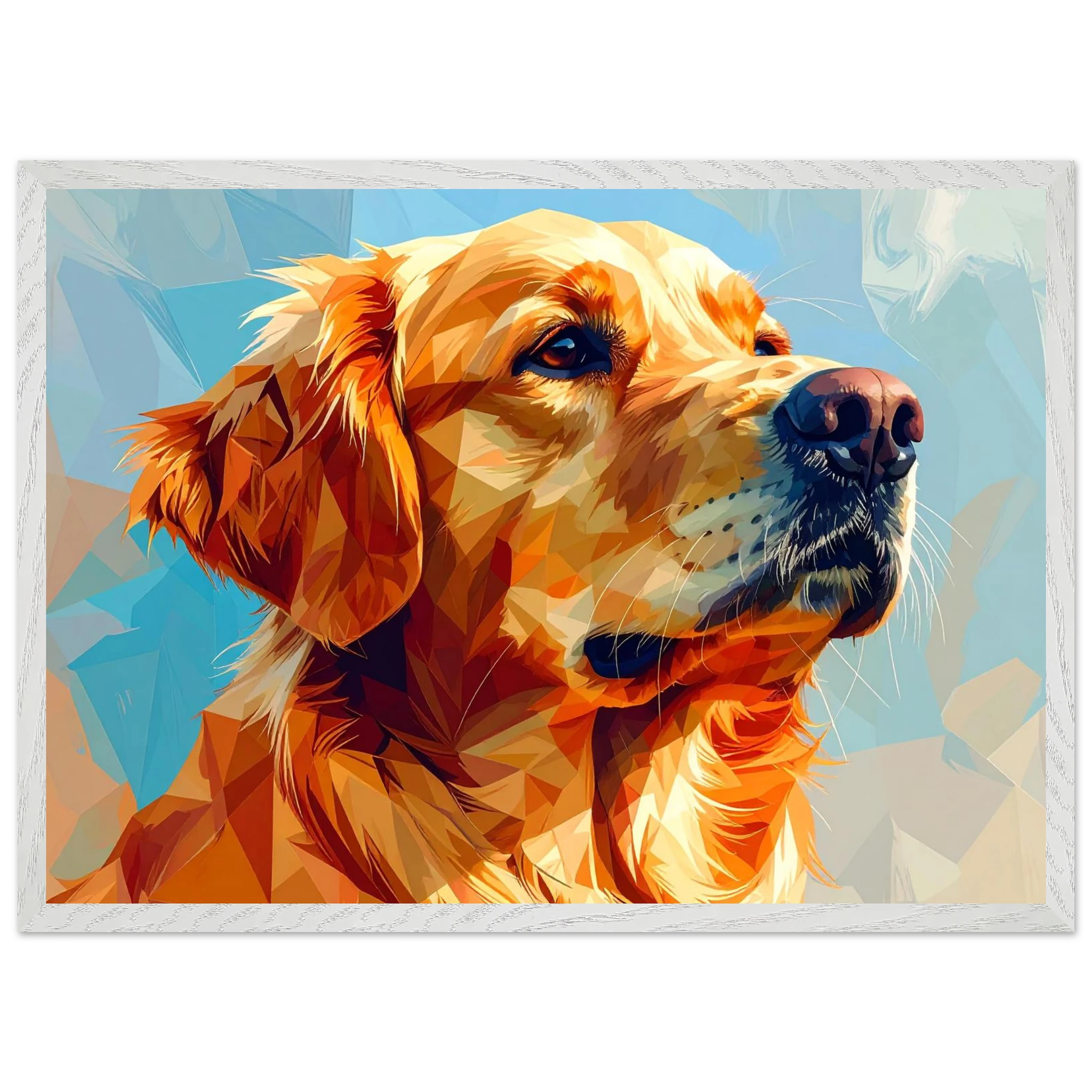 Golden Retriever im Mosaik-Stil: Premium-Poster mit Holzrahmen – für dein Zuhause in verschiedenen Größen & Rahmenfarben-petllective