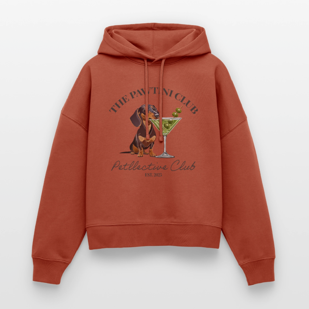 Unisex Bio-Hoodie „The Pawtini Club“ – Dackel & Martini-Vibes - Terrakotta