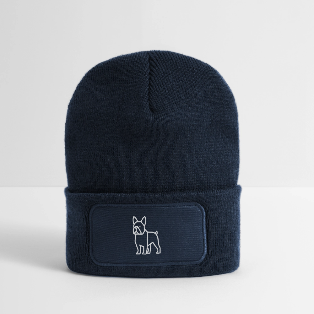 Recycelte Patch Beanie - Französische Bulldoge - French Navy
