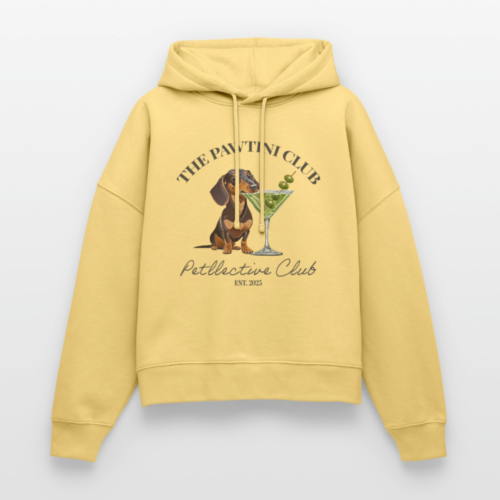 Unisex Bio-Hoodie „The Pawtini Club“ – Dackel & Martini-Vibes - Hellgelb