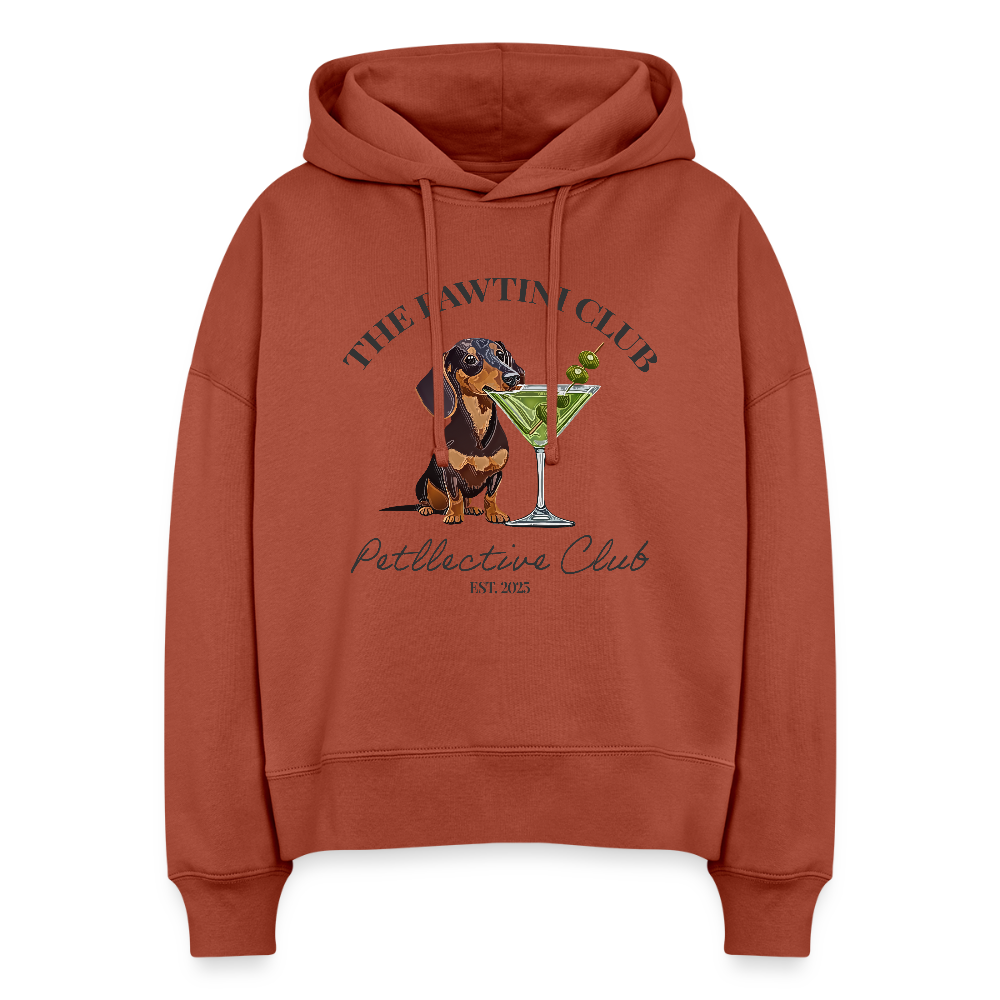 Unisex Bio-Hoodie „The Pawtini Club“ – Dackel & Martini-Vibes - Terrakotta