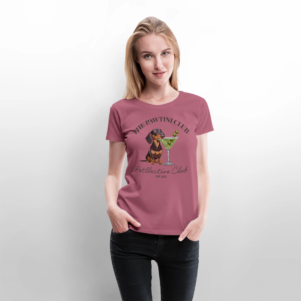 Frauen Premium T-Shirt „The Pawtini Club“ – Dackel trifft Martini-Charme - Mauve