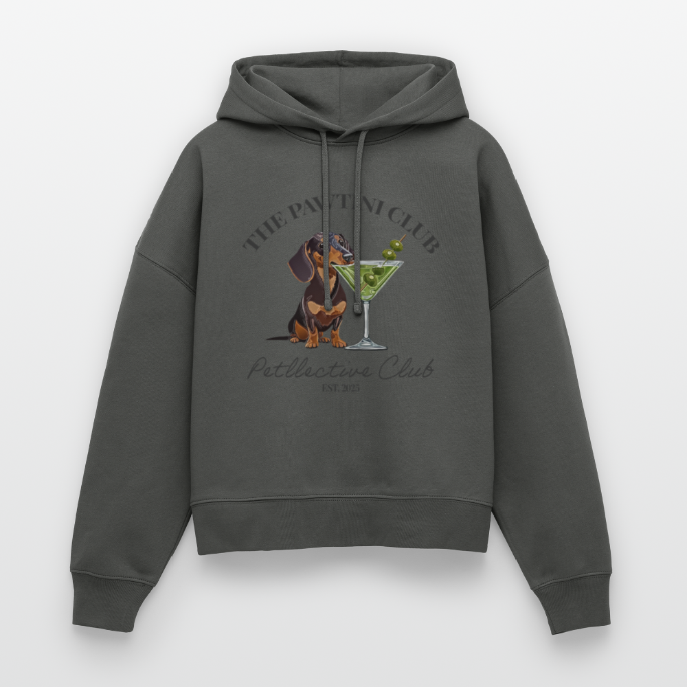 Unisex Bio-Hoodie „The Pawtini Club“ – Dackel & Martini-Vibes - Anthrazit