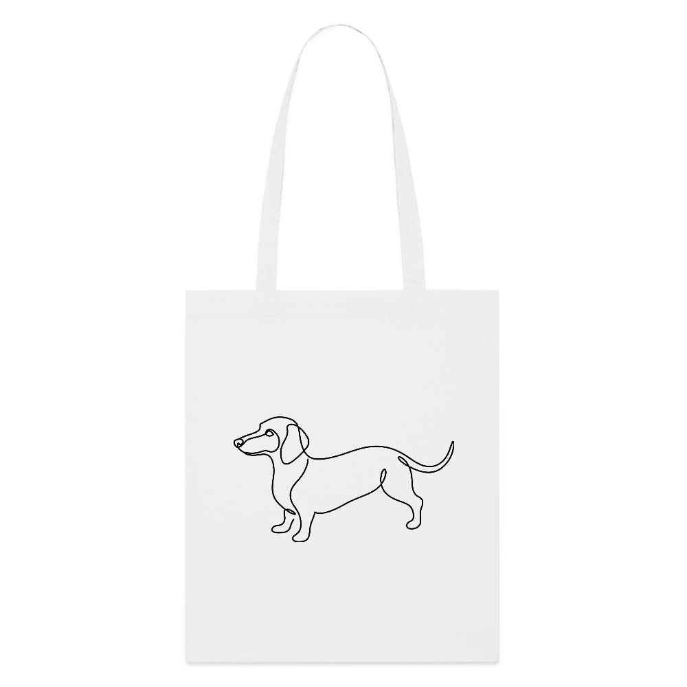 Nordic Line Breeds – Dackel Line Art Tragetasche II - Weiß