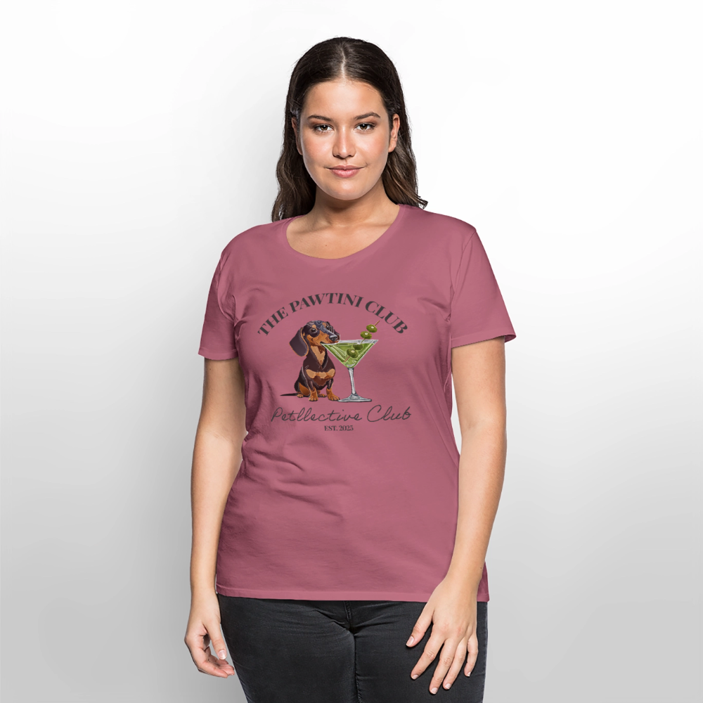Frauen Premium T-Shirt „The Pawtini Club“ – Dackel trifft Martini-Charme - Mauve